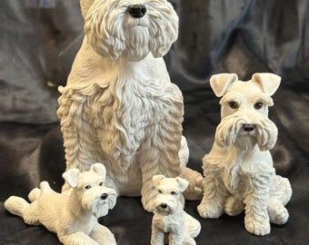 ニール・エア エアデザインズ ホワイト シュナウザー 犬 フラップフォールドイヤー 子犬 犬 ハンドメイド USA サイン入り 番号入り フィギュア スタチュー コレクション