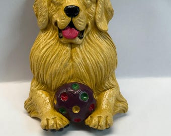 Neil Eyre Artist EyreDesigns Golden Retriever Ball White pup Puppy K9 canine Magnet HANDMADE USA signed & numbered