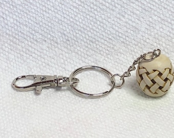 Neil Eyre inspired Naked Afraid Ivory Barrel braid carved bead tank tribal swivel clasp link Heavy duty Keychain made USA