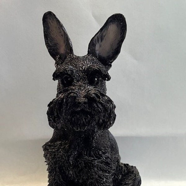 Neil Eyre Artist EyreDesigns Black Full Ears Schnauzer Dog Pup Puppy K9 canine HANDMADE USA signed numbered