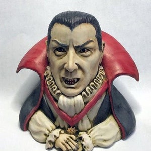 Neil Eyre Artist Eyre Designs Halloween Dracula Vampire Face Pot Ring Jewelry Trinket Box HANDMADE  USA  signed & numbered