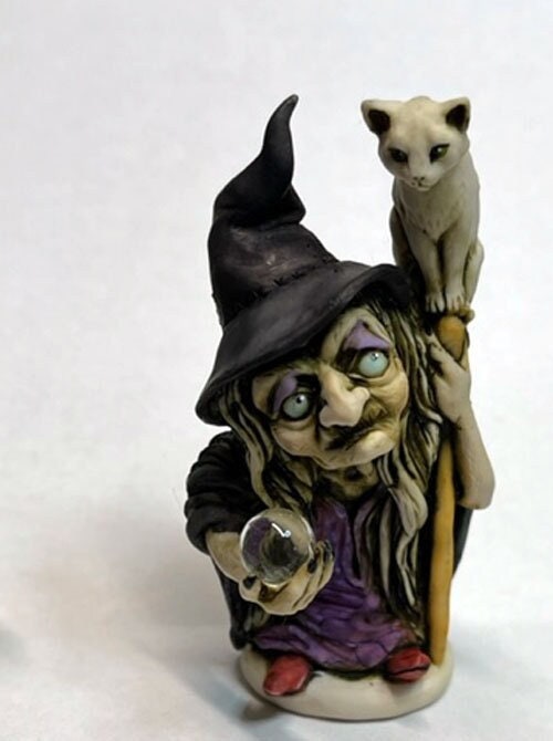 Neil Eyre Designs 2022 Halloween Witch wicked kitchen cute witch glass crystal ball Cat Cane Staff