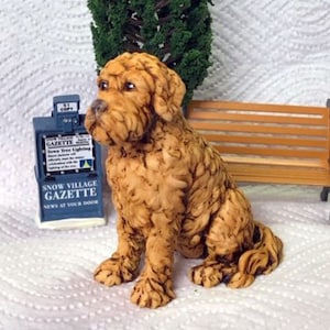 Neil Eyre Artist EyreDesigns Golden doodle poodle Dog Pup Puppy K9 Sitting HANDMADE USA signed & numbered