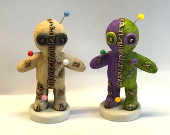 Neil Eyre Designs 2026 Halloween VooDoo Voo-Doo Rag Poppet Doll Mardi Gras colors or Plain Magic Push Pins Horror Haunted Handmade in USA