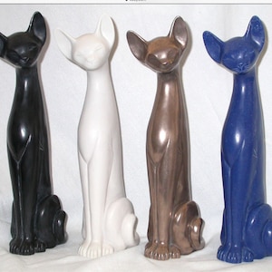Artist Neil Eyre Eyredesigns elegant hand made USA large tall black Onyx White egyptian sphynx Cat kitty Feline Art Sculpture large statue