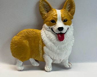 Neil Eyre Artist EyreDesigns Corgi Fawn White pup Puppy K9 canine Magnet HANDMADE USA signed & numbered