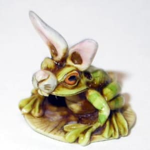 Artist Neil Eyre Eyredesigns Easter Bunny ear Pond Tree Frog Frogs Purple Blue Green yellow Orange your choice Toad Lily pad Handmade USA