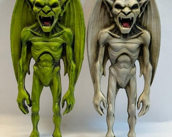 Neil Eyre Eyredesigns Halloween Gargoyle Grey Green Devil Haunted Castle Monster Teeth Flying Bat Wings Magnet Handmade USA Signed Numbered