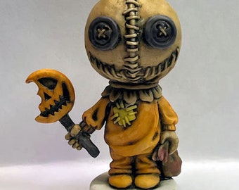 Neil Eyre Designs 2024 Halloween Horror Demon Trick or Treat Costume Pumpkin Lollipop Treat Burlap Sack Figurine Hand Made USA Limited