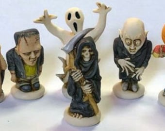 Neil Eyre Eyredesigns Halloween Boo Ghost Frankenstein Grim Reaper Dracula NOS4A2 Witch Pumpkin Head Man Scarecrow