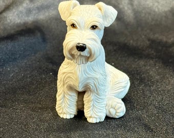Neil Eyre EyreDesigns White Schnauzer Dog Flop Fold Ear Ears Hanging Ornament Pup Puppy Canine HANDMADE USA signed numbered Figurine Statue