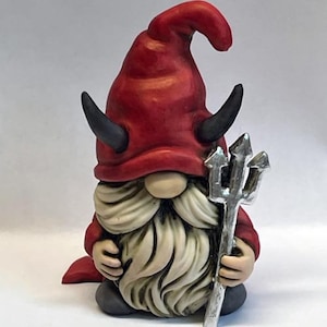 Artist Neil Eyre Eyredesigns Halloween Devil Horns Tail costume Mirror finish Pitch Fork Traveling Gnome Troll Handmade USA
