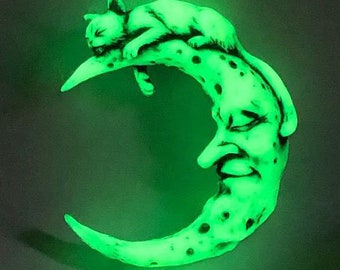 Neil Eyre Eyredesigns Halloween Glow in Dark Cat Moon Magnet Limited Edition handmade USA