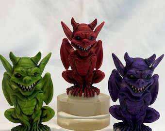 Neil Eyre Eyredesigns 2026 Halloween Horror Gargoyle Red Grey Stone Green Purple Always Hand made USA Signed and Numbered