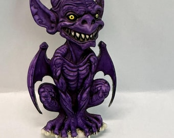 Neil Eyre Eyredesigns Halloween Purple Gargoyle Devil Haunted Castle Monster Teeth Flying Bat Wings Magnet Handmade USA Signed Numbered