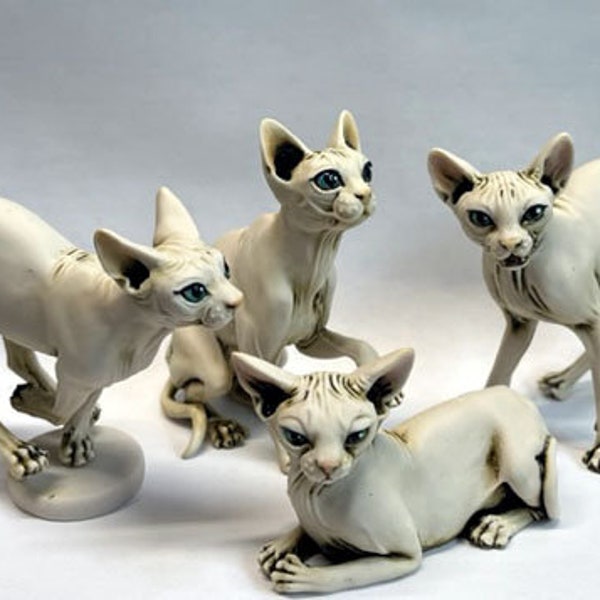 Artist Neil Eyre Eyredesigns Sphynx Cat Kitten Kitty Running Paw up Standing Laying Custom to your Pet or as shown Hand made USA