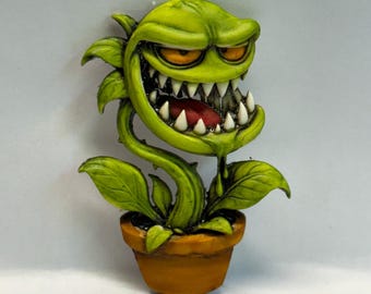Neil Eyre Eyredesigns Halloween Horror Screaming Fly Trap Carnivore Plant Pot Vampire Fangs Handmade USA MAGNET Signed and Numbered