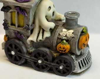 Neil Eyre Haunted Halloween Horror Train Ghost Pumpkin Express Haunted  Vampire bat bats witch hat USA Handmade USA Signed Numbered