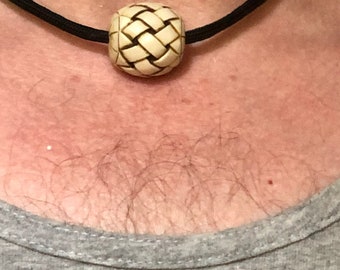 Neil Eyre Inspired Naked Afraid XL LARGE Ivory Barrel braid carved bead tank tribal necklace paracord leather Toggle T Bar clasp made USA