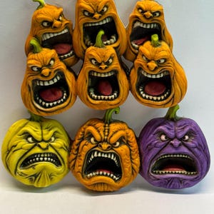 Neil Eyre Eyredesigns Halloween Horreur Citrouille Hurlante Champ de Citrouilles Fait Main USA MAGNET Ensemble ou Unité Signé et Numéroté