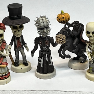 Neil Eyre Eyredesigns Halloween Horror Pin Head skeleton wedding bride groom couple tombstone pumpkin headless horseman