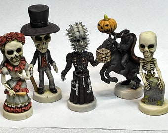 Neil Eyre Eyredesigns Halloween Horror Pin Head skeleton wedding bride groom couple tombstone pumpkin headless horseman
