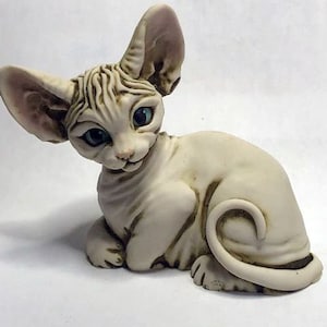 Artist Neil Eyre Eyredesigns Sphynx Cat Kitten Kitty Ivory like Sphinx Fully Hand made USA Sculpture Limited Edition Signed & numbered
