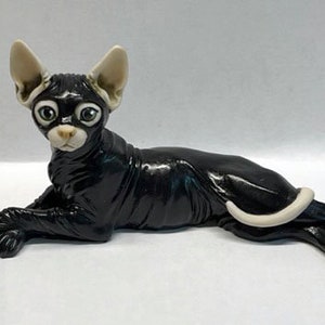 Artist Neil Eyre Eyredesigns Halloween Cat Gloss Patent Leather Spandex LaTeX  Body Suit Sphynx Kitten Girl Kitty Sphinx Hand made USA
