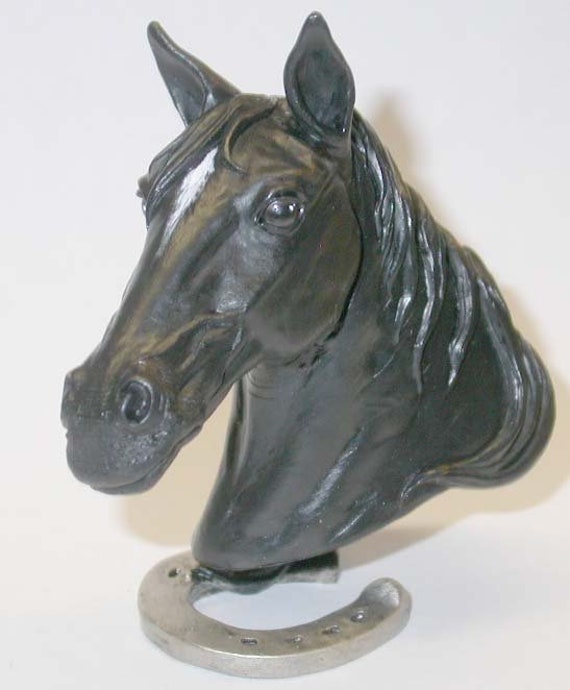 Artist Neil Eyre Eyredesigns Horse Stallion Mare Bust Palomino Black Albino Pinto Race Horseshoe Scupture Limited Edition 50 Made in Usa