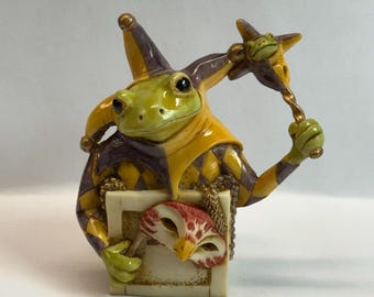 Neil Eyre Artist Eyre Designs Tree Frog Toad Mardi Gras Jester Bells Bird Mask LAST ONE in the Edition #9 Made in USA signed and numbered