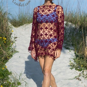 Boat Neck Top Crochet PATTERN - Seamless Lace Pullover, Jumper, Cover Up, Drop Shoulder, Boat Neck, Oversized - Plus sizes