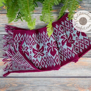 Häkelanleitung - Schal - Stern Blatt - Overlay Mosaik Häkelmuster - Unisex, Damen, Herren Schal - Ahornblatt - Anleitungen, Videos - Haakpatroon - PDF