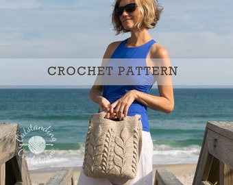 Spica Crochet Bag PATTERN - Embossed Crochet Purse,  Women Handbag, Shoulder Bag, Crossbody, Messenger, Textured Cable - Haakpatroon - PDF