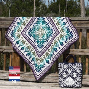 3 in 1 Petalique Crochet PATTERN Set - Blanket, Pillow/ Wall Hanging, Bag/ Cushion - Overlay Mosaic (PDF)