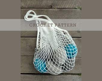 Grocery Bag Crochet PATTERN - Net Mesh Beach, Market, Reusable Shopping, Shoulder, Boho Handbag, Easy Beginner - Step Pictures - PDF