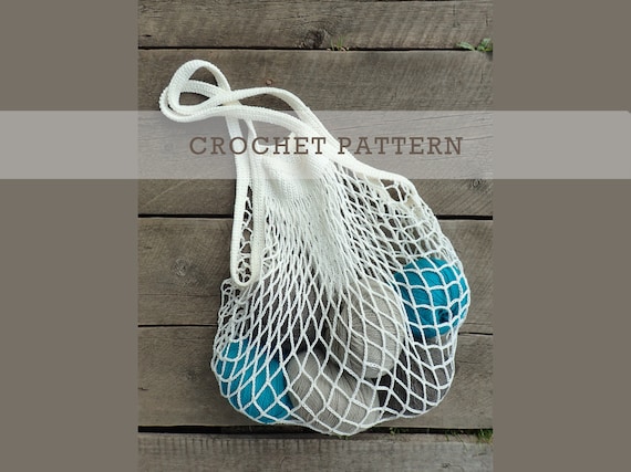 Crochet Netted Shopping Bag Grocery Bag Crochet PATTERN Net Mesh