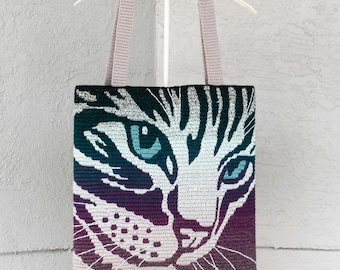 Cat Bag and Pillow Crochet PATTERN: Overlay Mosaic Animal Print Tote, Cushion (PDF)