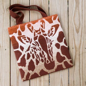 Giraffe Crochet Bag Pillow PATTERN - Overlay Mosaic Crochet Women Tote, Cushion  (PDF)