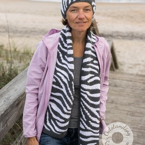 Crochet Hat and Scarf PATTERN Zebra Print Women Beanie And Scarf Set Overlay Mosaic Crochet Written, Videos, Charts PDF image 7