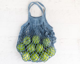 Jean Market Bag Crochet PATTERN - Reusable Shopping Grocery Mesh Sack Bag - Boho Shoulder-Bag (PDF)