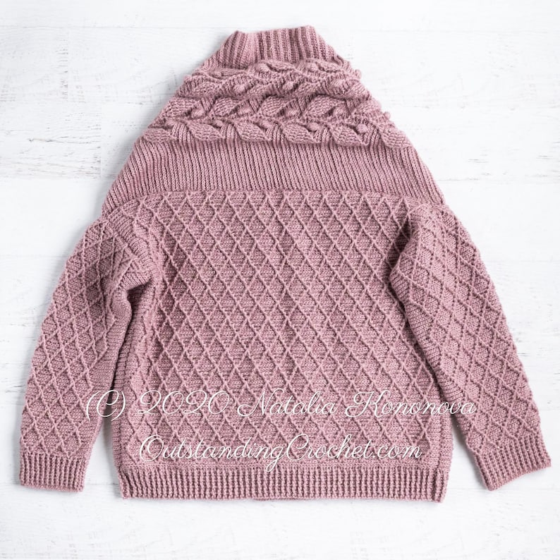 PATTERN - Crochet Cardigan - Olea - Women Sweater, Embossed, Cabled, Textured Jacket,  Plus Sizes
