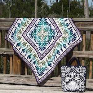 3 in 1 Petalique Crochet PATTERN Set - Blanket, Pillow/ Wall Hanging, Bag/ Cushion - Overlay Mosaic (PDF)