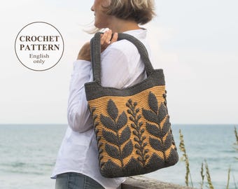 Prairie Bag Crochet Pattern: 3D Embossed Floral Tote (PDF)