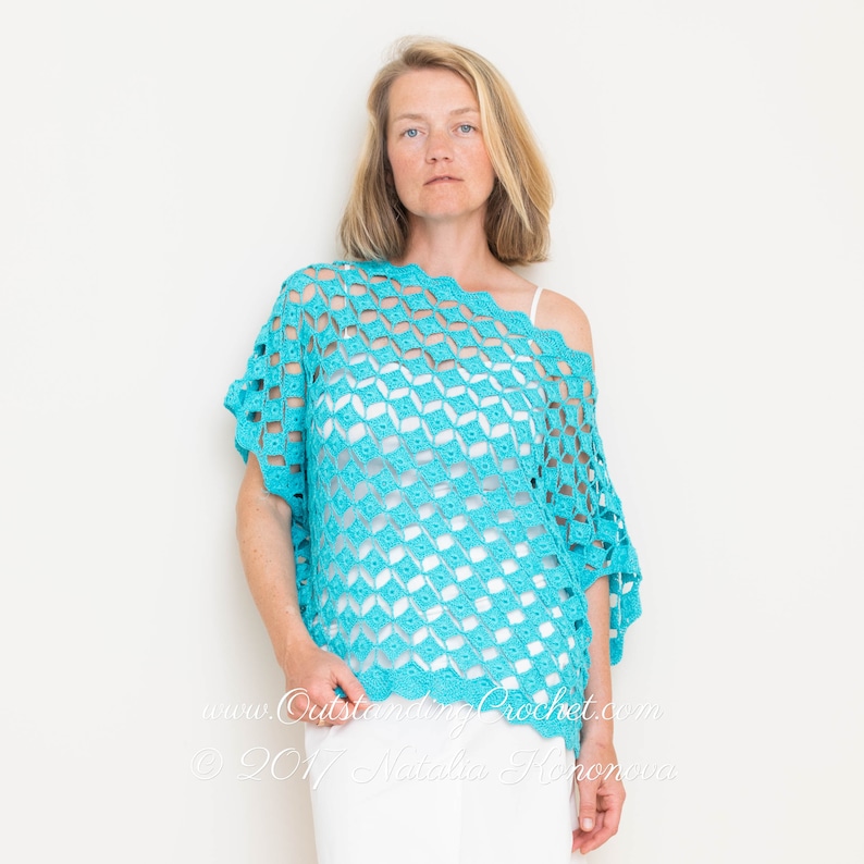 Crochet Top PATTERN - Seaside - Off Shoulder, Women, Plus size, Summer, Seamless, Boat Neck, Drop Shoulder, Oversized Fit