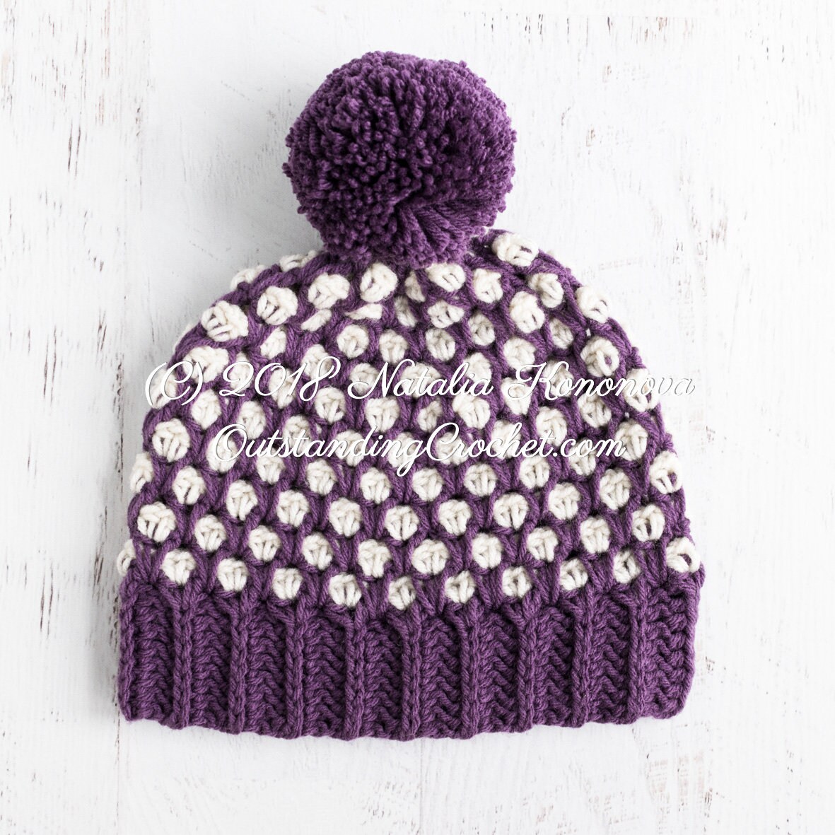 Pom Pom Crochet Hat PATTERN Polka Dot Chunky Winter Beanie Etsy