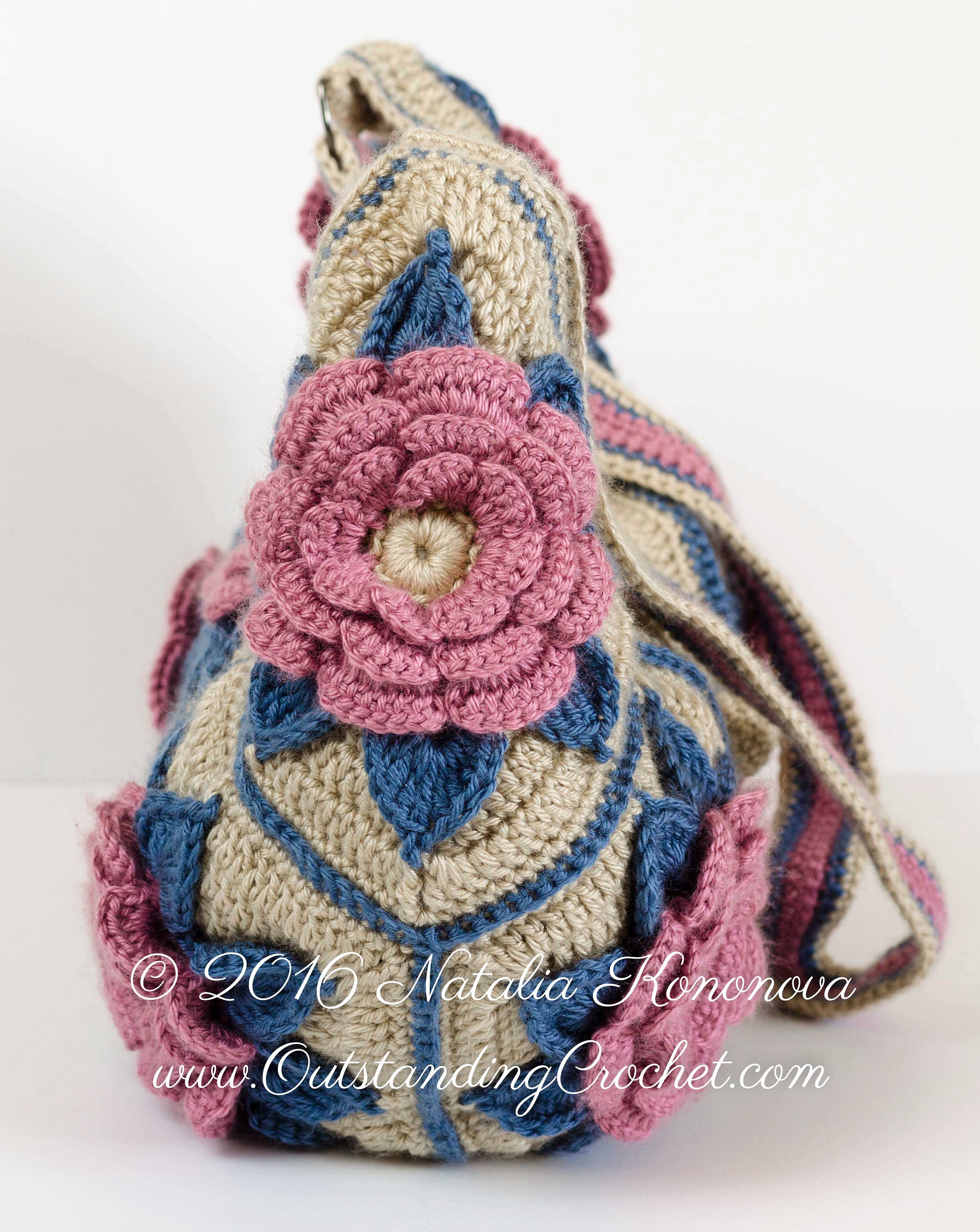 Flower Bag Crochet Pattern - 3D Motif Purse, Cross-body