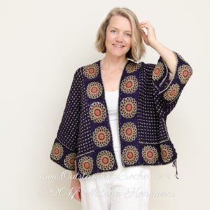 Cardigan Sweater 2 in 1 Crochet PATTERN - Women Top, Pullover - Kimono Sleeve, Seamless, Convertible - Medium, Large, Plus Size