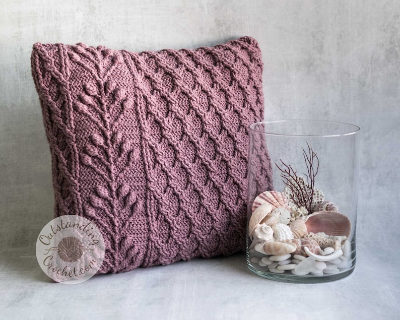 Crochet Pillow PATTERN - Umbella Cushion - Cabled, Textured - Chart, Videos, Written - PDF image 7