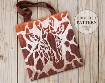 Crochet Bag Pillow PATTERN - Giraffe - Overlay Mosaic Crochet Women Tote, Shoulder bag, Handbag, Cushion - English, Dutch Haakpatroon, PDF