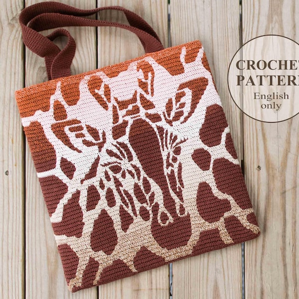 Patrón de cojín de ganchillo para bolso - Jirafa - Mosaico de ganchillo superpuesto para bolso de mano, bolso de hombro, bolso de mano, cojín - Inglés, holandés Haakpatroon, PDF